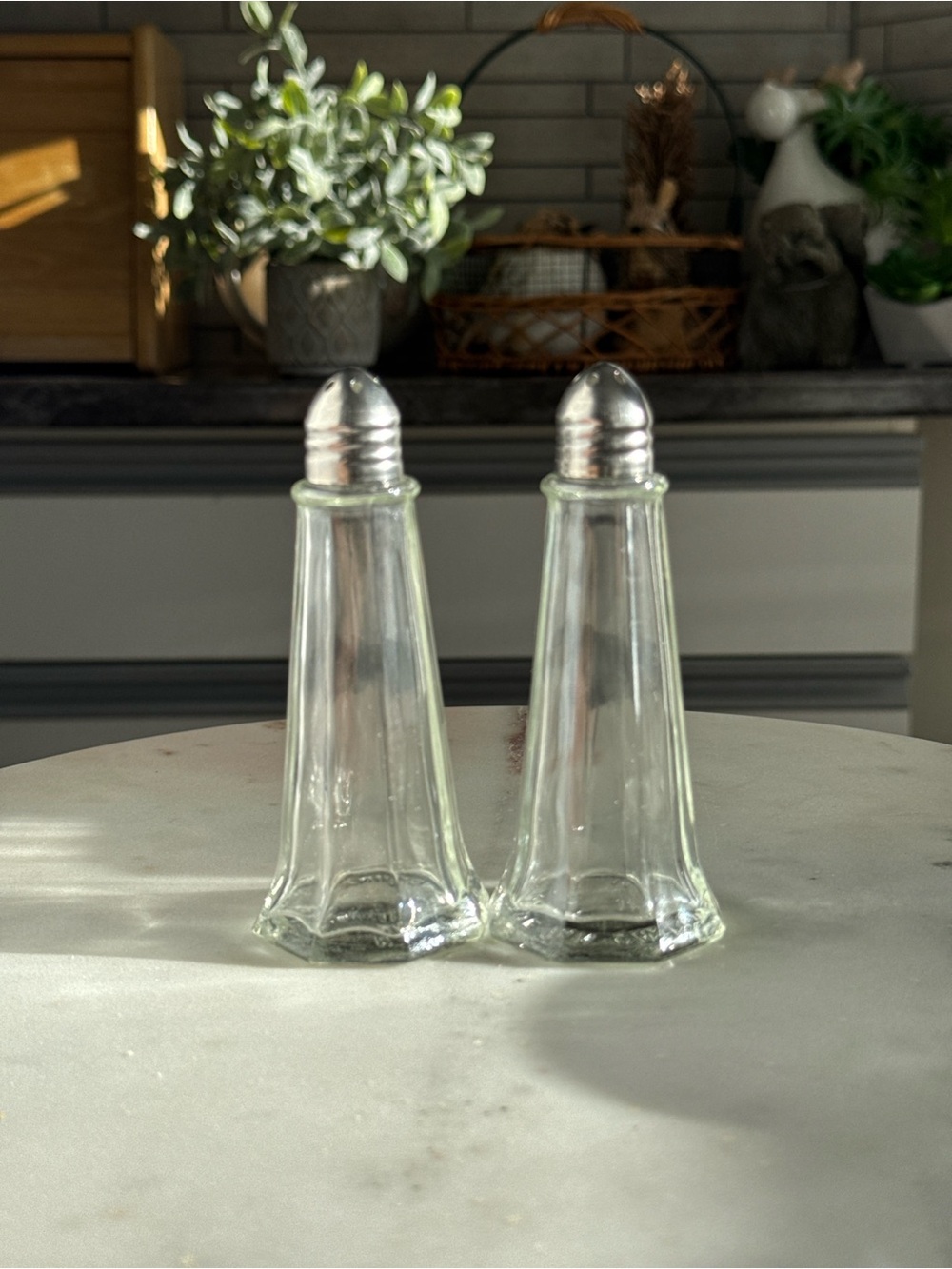 Eiffel Tower Style Glass Salt & Pepper Shakers Set
